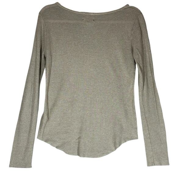 Nation LTD Ribbed Henley Long Sleeve Top Sz S Tan Neutral Minimalist Layer‎ Peru - Picture 2 of 10